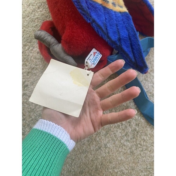 Hansa Blue & Red Parrot Plush Soft Toy Sold by Fao Schwarz - Picture 3 of 9